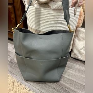 Celine Sangle Bucket Bag in Natural Calfskin Gray